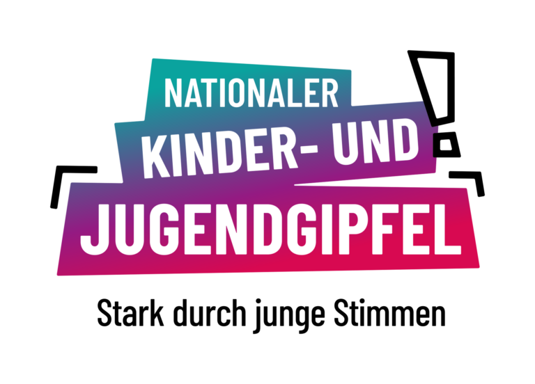 Logo Nationaler Kinder- und Jugendgipfel, Claim: Stark durch junge Stimmen